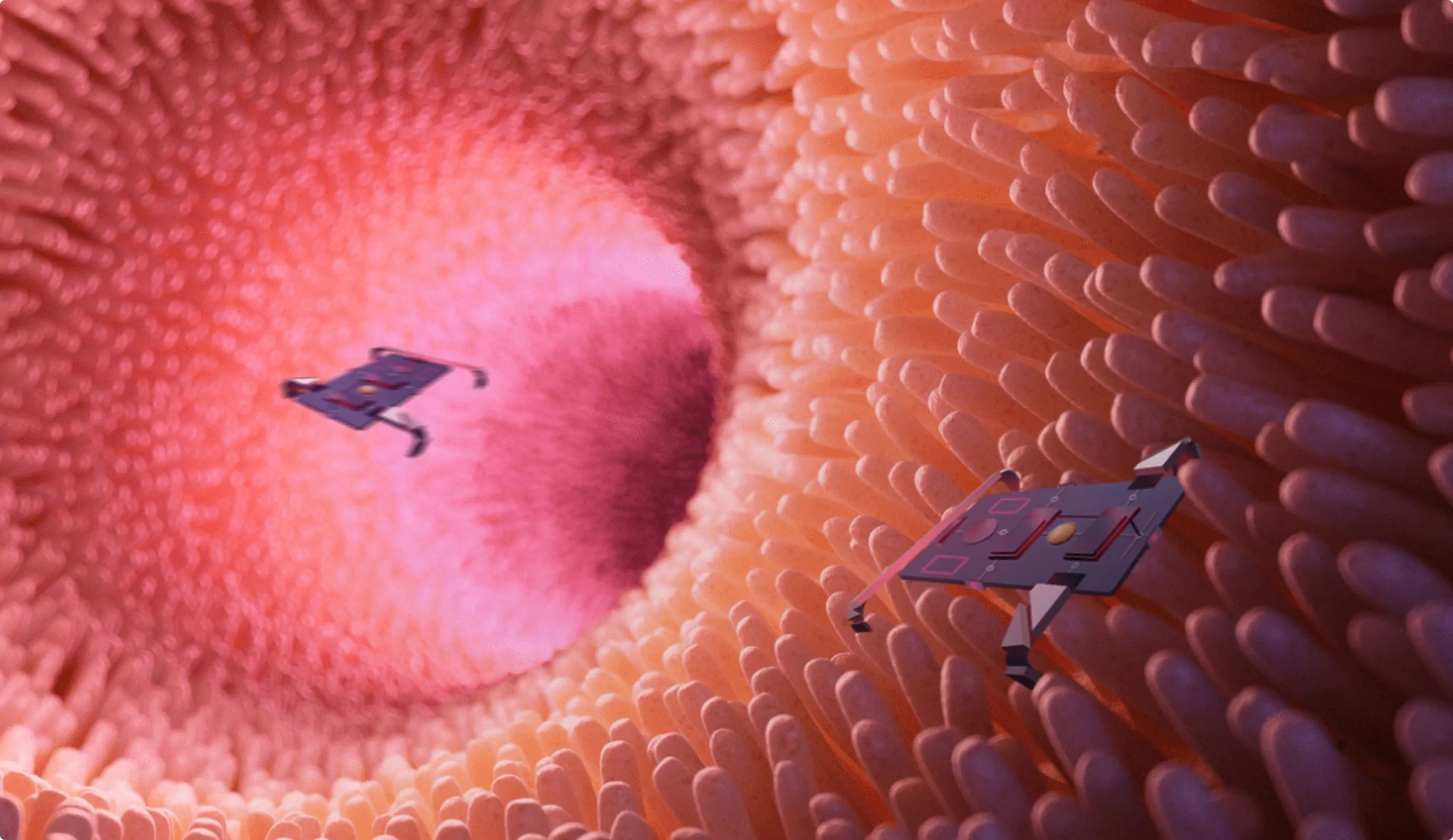 Full-bleed 3D render of the Syno nanobots