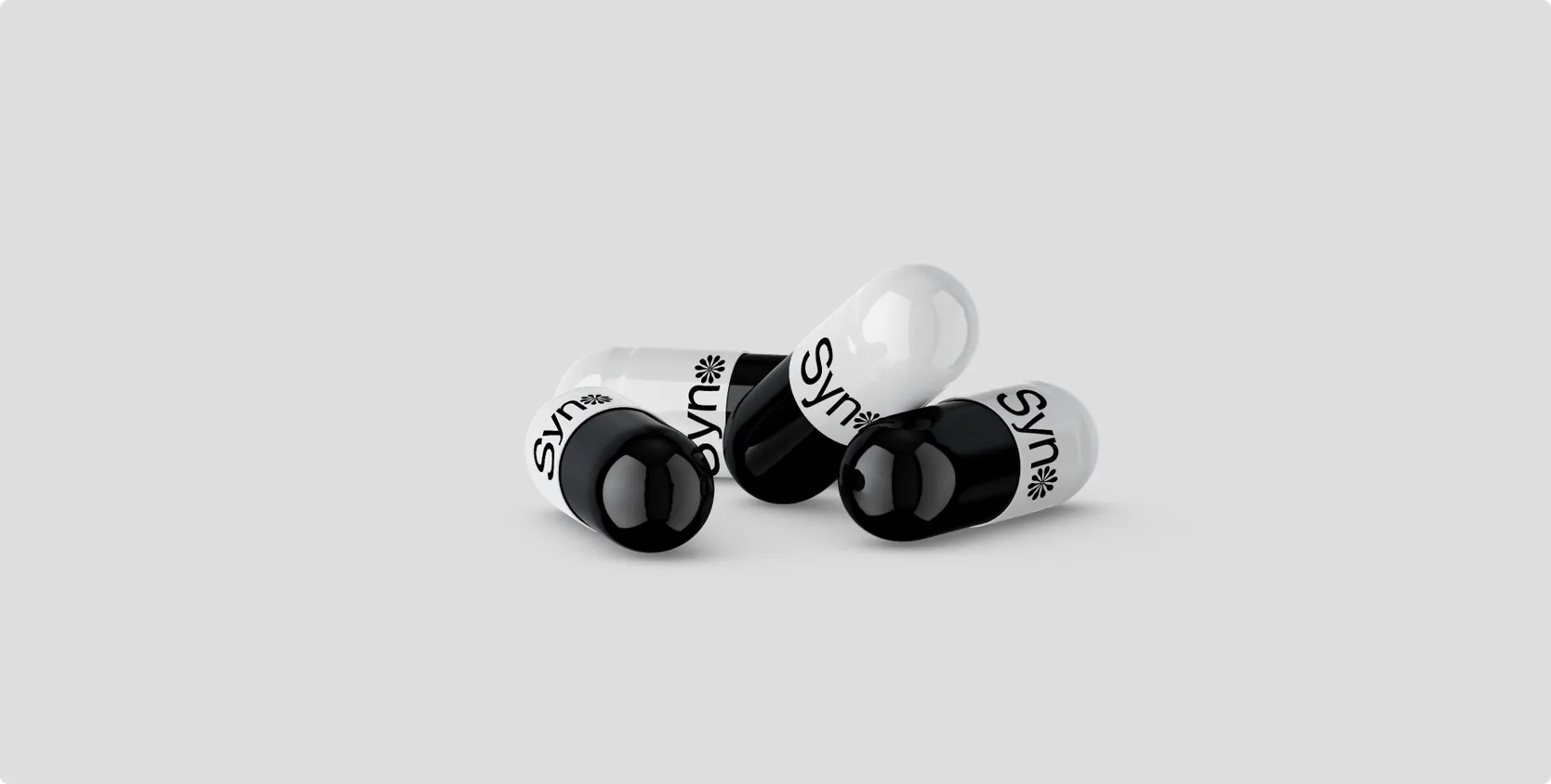 Mockup of the Syno capsules on a light grey ground