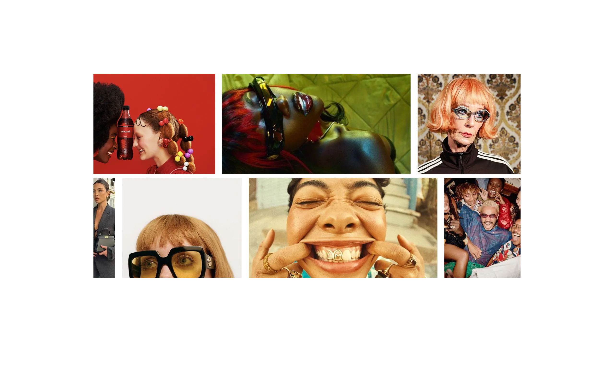 Editorial mosaic of seven fashion portraits under the HAUSZE wordmark