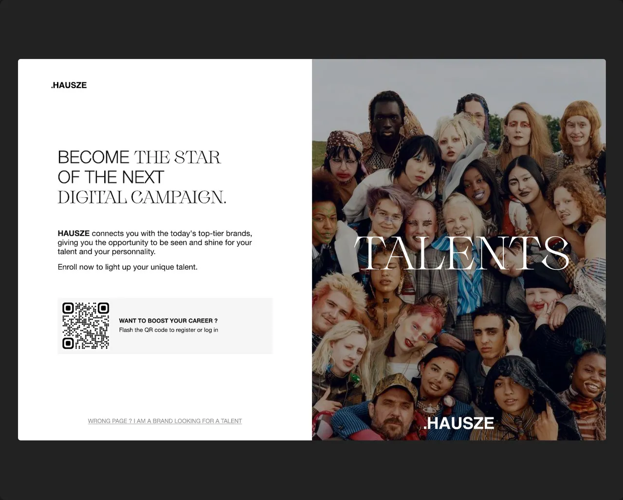 Poster mockup reading “Become the star of the next digital campaign”, with a QR code