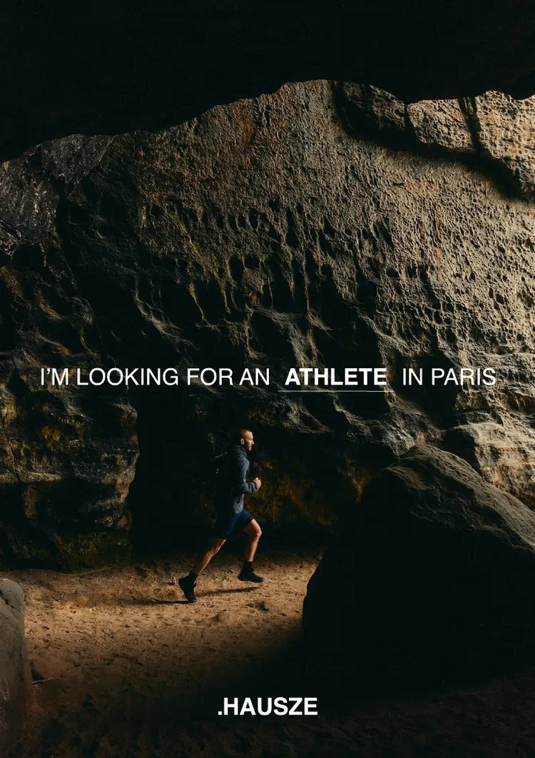 HAUSZE A4 poster reading “I’m looking for an ATHLETE in paris”