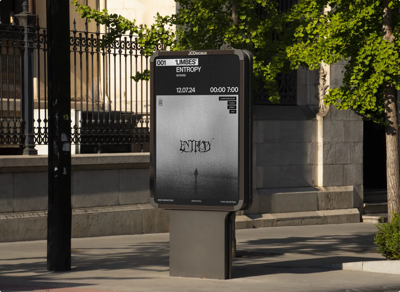 Entropy poster 001 “LIMBES” in a JCDecaux bus shelter