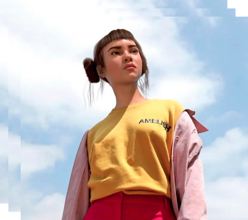 Three identical persona shots stacked with a slight offset