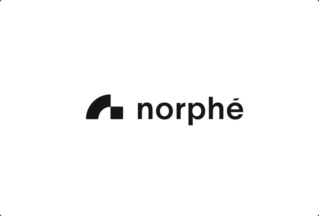 Norphé horizontal lockup, symbol and wordmark, on white.